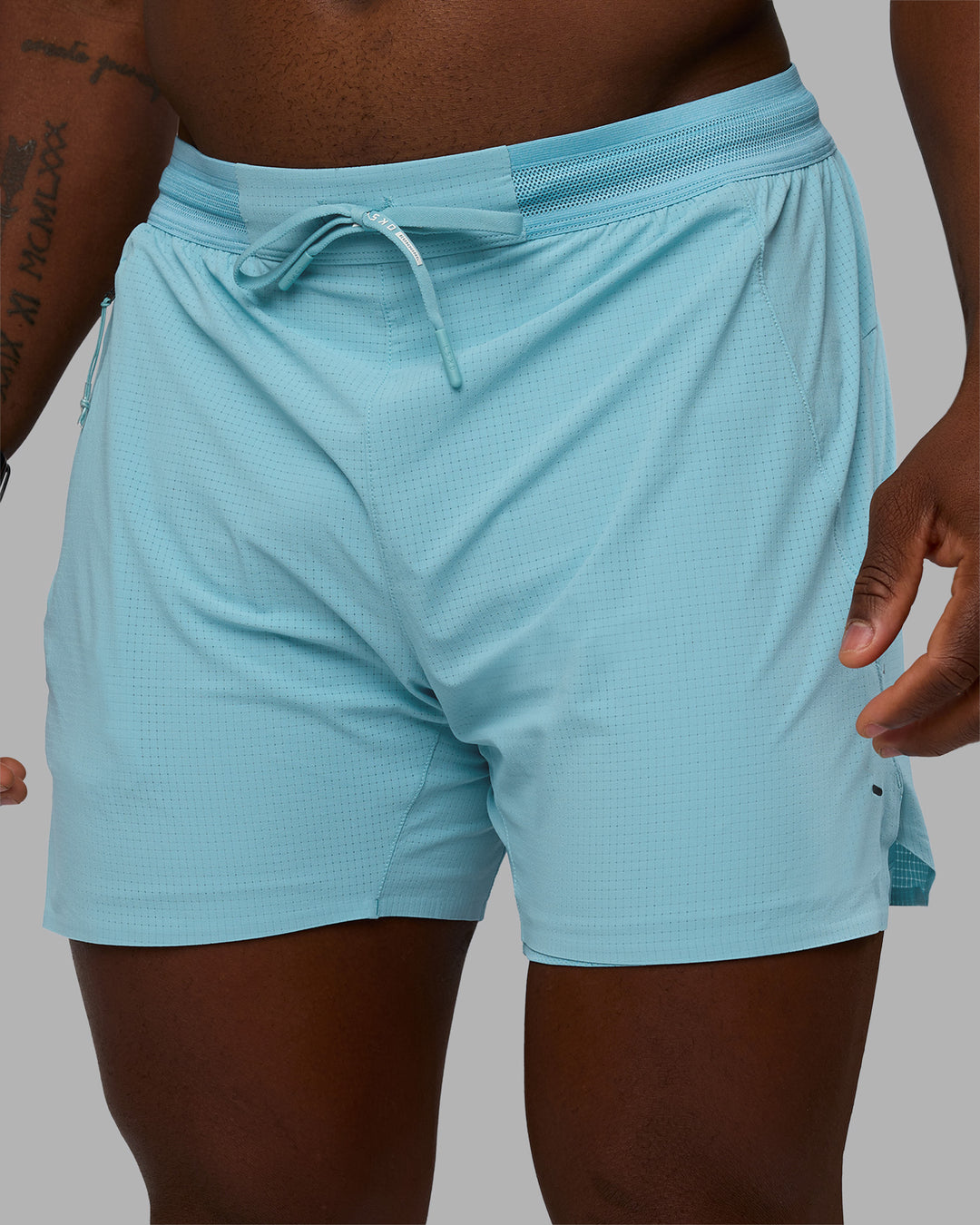 Man wearing UltraAir 5" Lined Performance Short - Retro Blue | Model:Sam | Size:L - view 6