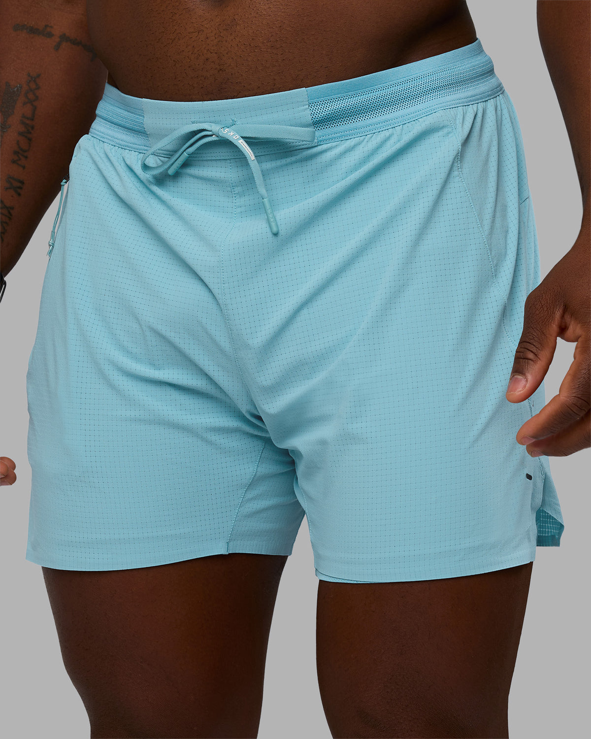 Man wearing UltraAir 5" Lined Performance Short - Retro Blue | Model:Sam | Size:L - view 1