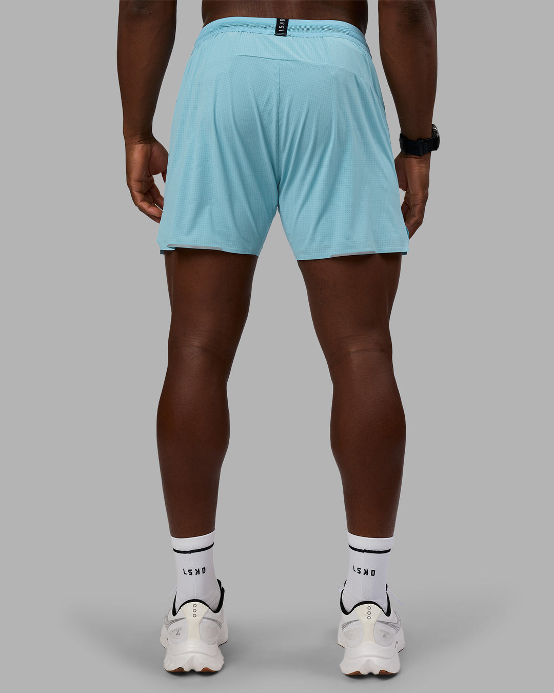 Man wearing UltraAir 5" Lined Performance Short - Retro Blue | Model:Sam | Size:L - view 4
