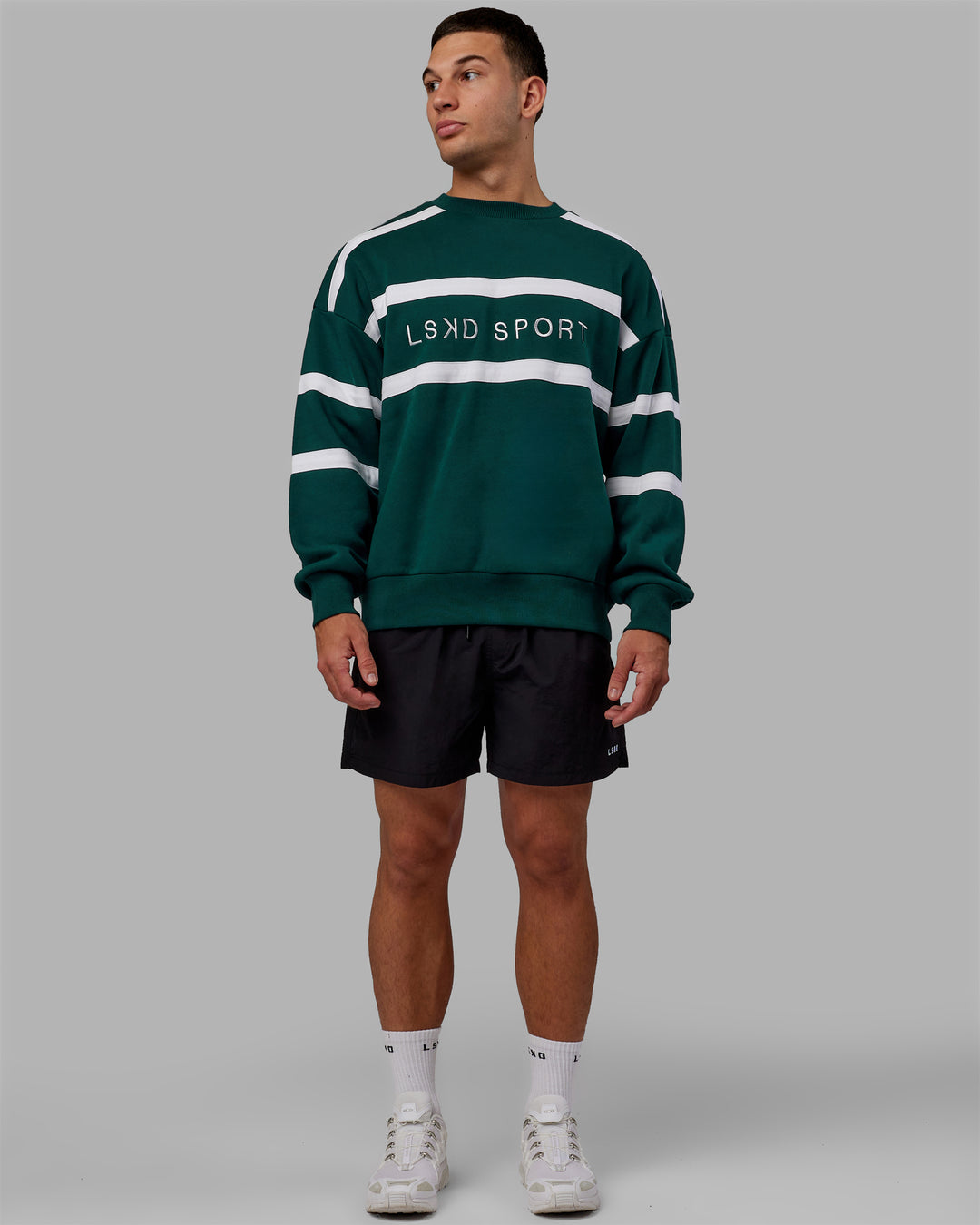 Collateral Sweater Oversize - Dark Moss-White - view 10