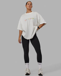 Woman wearing Unisex Enjoy The Journey Heavyweight Tee Oversize - Off White-Multi | Thumbnail Index: 6