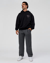 Man wearing Unisex Love The Process Oversize Hoodie - Black-Marshmallow | Model:Adam | Size:L | Thumbnail Index: 5