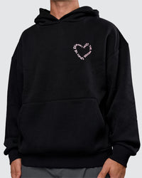 Man wearing Unisex Love The Process Oversize Hoodie - Black-Marshmallow | Model:Adam | Size:L | Thumbnail Index: 6