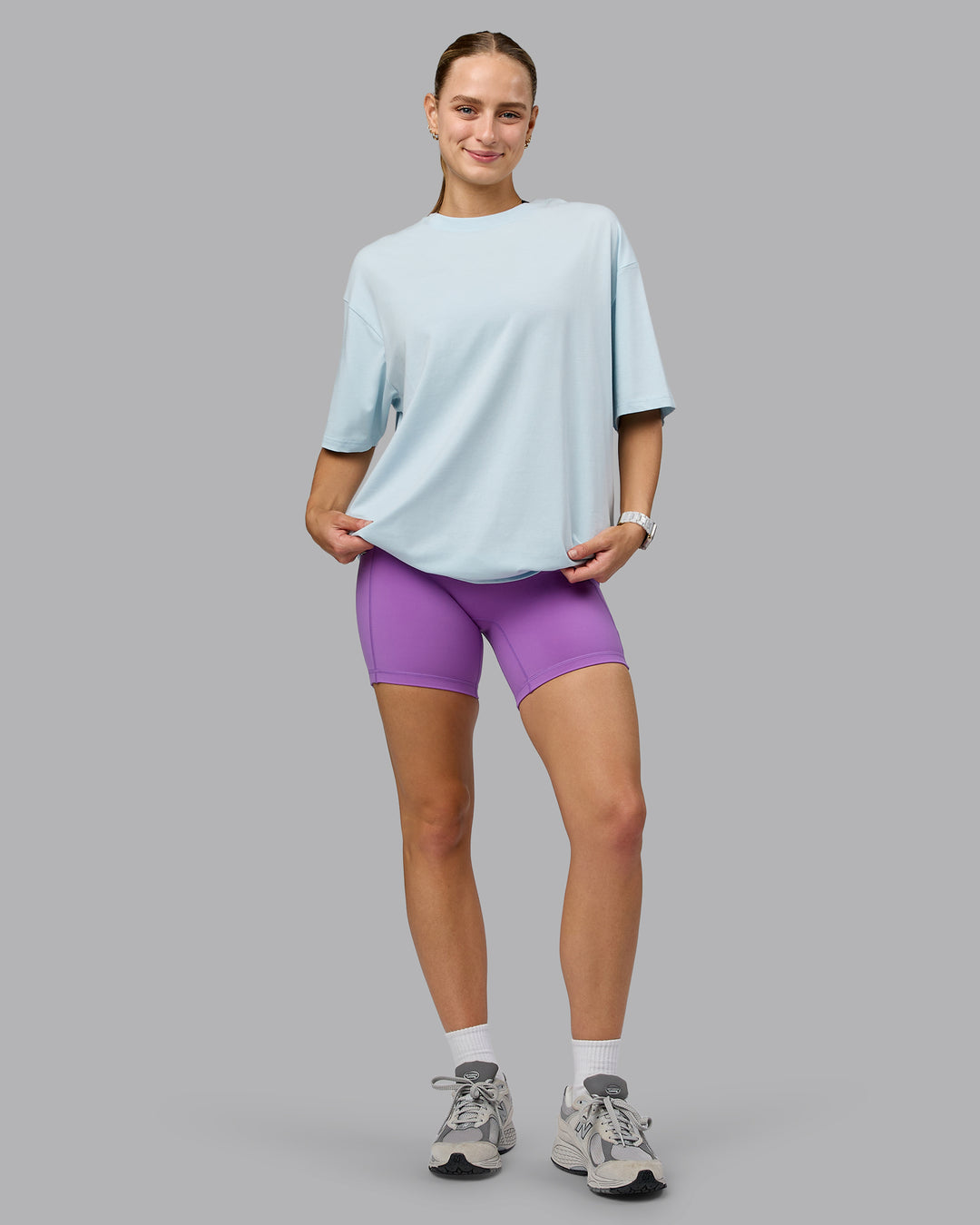 Push Boundaries FLXCotton Oversized Tee - Light Cyan-White - view 9