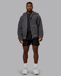 Man wearing Sherpa Oversized Jacket - Dark Storm | Model:Sam | Size:L | Thumbnail Index: 8