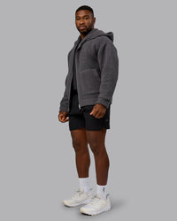 Man wearing Sherpa Oversized Jacket - Dark Storm | Model:Sam | Size:L | Thumbnail Index: 14