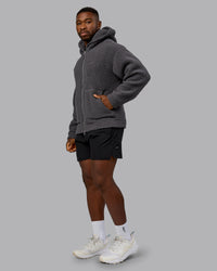 Man wearing Sherpa Oversized Jacket - Dark Storm | Model:Sam | Size:L | Thumbnail Index: 15