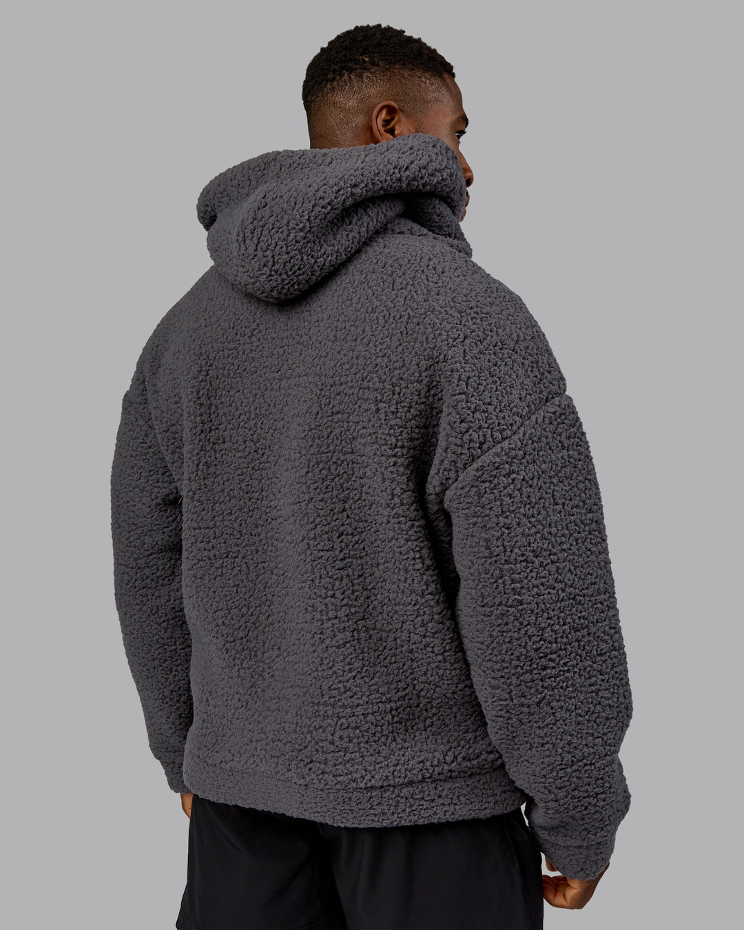 Man wearing Sherpa Oversized Jacket - Dark Storm | Model:Sam | Size:L - view 3