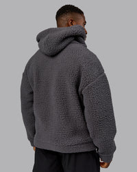Man wearing Sherpa Oversized Jacket - Dark Storm | Model:Sam | Size:L | Thumbnail Index: 2