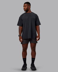 Man wearing Unisex Washed RUN CLUB FLXCotton Tee Oversize - Black-Black | Thumbnail Index: 6