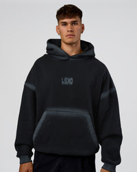 Man wearing Urban Blur Unisex Oversized Hoodie - Black-Dark Storm | Model:Jackson | Size:L | Thumbnail Index: 1