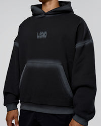Man wearing Urban Blur Unisex Oversized Hoodie - Black-Dark Storm | Model:Jackson | Size:L | Thumbnail Index: 6