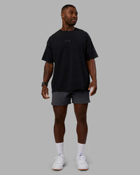 Man wearing Variation Heavyweight FLXCotton Oversized Tee - Black-Black | Model:Sam | Size:L | Thumbnail Index: 4