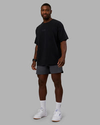 Man wearing Variation Heavyweight FLXCotton Oversized Tee - Black-Black | Model:Sam | Size:L | Thumbnail Index: 5
