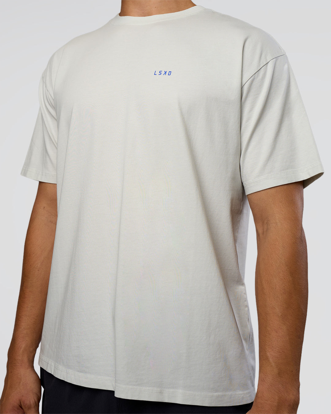 Man wearing We Love This  FLXCotton Oversized Tee - Digital Mist Washed-Electric Indigo | Model:Jackson | Size:L - view 7
