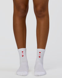 Love Steps Mini Quarter Socks - White-Marshmallow | Thumbnail Index: 1