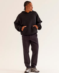 Woman wearing AfterDark ZeroCrease Oversized Hoodie - Black | Model:Loren | Size:XS | Thumbnail Index: 2