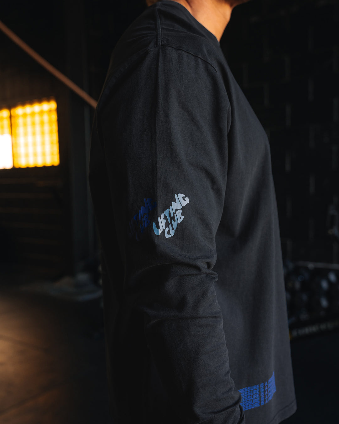 Man wearing Cali FLXCotton Oversized Long Sleeve Tee - Black Washed | Model:Moses | Size:M - view 9