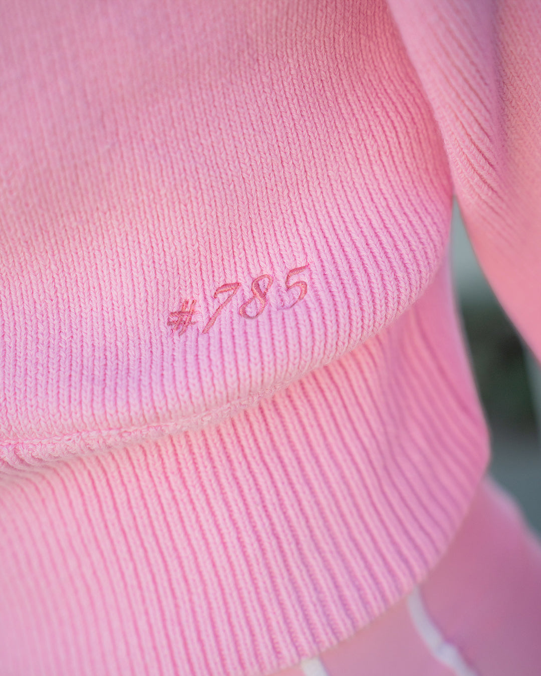 Woman wearing Fierce Knitted Cardigan - Pink Rose-White | Model:Shayna | Size:M - view 5