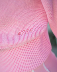 Woman wearing Fierce Knitted Cardigan - Pink Rose-White | Model:Shayna | Size:M | Thumbnail Index: 4