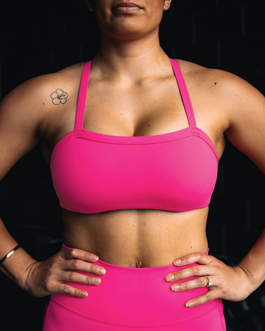 Woman wearing Inspired Sports Bra - Ultra Pink | Model:Tiare | Size:M - view 5