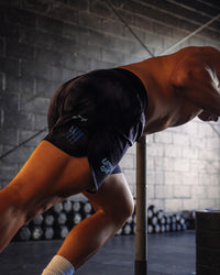 Man wearing Lift 6" Short - Black Washed-Blue | Model:Moses | Size:M | Thumbnail Index: 2