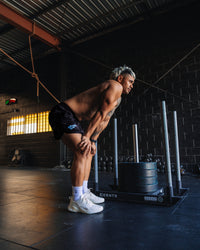Man wearing Lift 6" Short - Black Washed-Blue | Model:Moses | Size:M | Thumbnail Index: 12