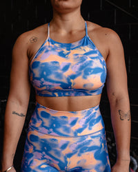 Woman wearing Lift High Neck Sports Bra - Apricot Mist | Model:Tiare | Size:M | Thumbnail Index: 5
