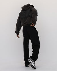 Man wearing Memory In Motion 500gsm Ultra Heavyweight Washed Hoodie - Charcoal Washed | Model:Okello | Size:M | Thumbnail Index: 15