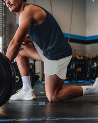 Man wearing AeroFLX+ Seamless Tank - Navy/Navy | Model:| Size:M | Thumbnail Index: 9