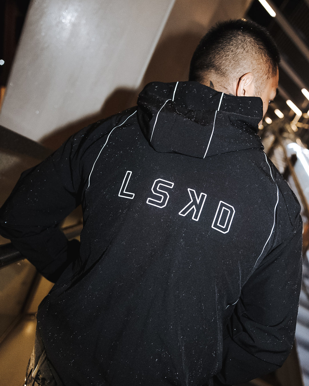Man wearing Nocturnal Oversized Zip Jacket - Black | Model:Justin | Size:M - view 1