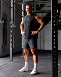 Man wearing Static Grit FLXCotton Tank - Black | Model:Jaiden | Size:M | Thumbnail Index: 2