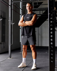 Man wearing Static Grit Lift 6" Short - Black-Alloy | Model:Jaiden | Size:M | Thumbnail Index: 6