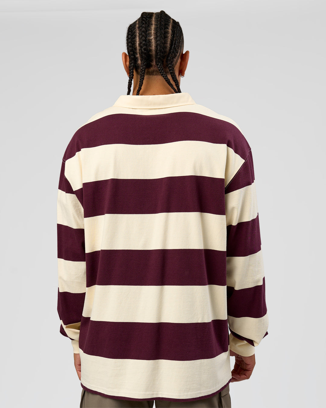 Man wearing Clubhouse Rugby Polo - Off White-Cherry | Model:Malebo | Size:M  - view 7