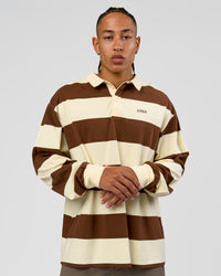 Man wearing Clubhouse Unisex Polo - Off White-Brown | Model:Malebo | Size:M | Thumbnail Index: 2