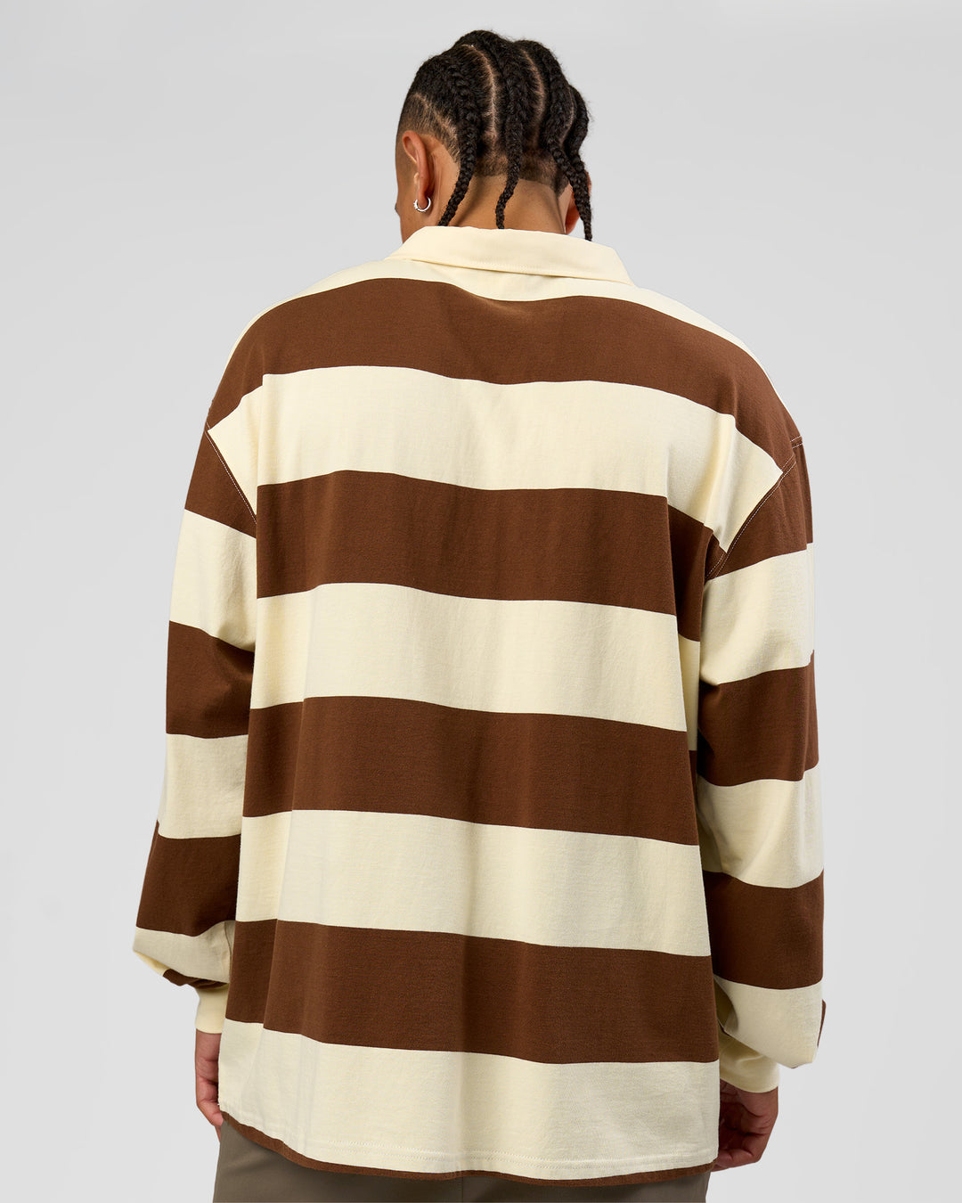 Man wearing Clubhouse Unisex Polo - Off White-Brown | Model:Malebo | Size:M - view 8