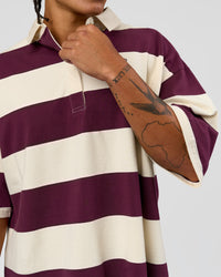 Man wearing Oversized Rugby Polo - Off White-Cherry | Model:Malebo | Size:M | Thumbnail Index: 3