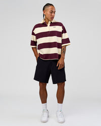 Man wearing Oversized Rugby Polo - Off White-Cherry | Model:Malebo | Size:M | Thumbnail Index: 6