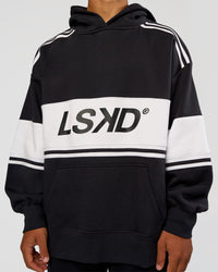 Man wearing A-Team Oversized Hoodie - Caviar-White | Model:George | Size:M | Thumbnail Index: 6