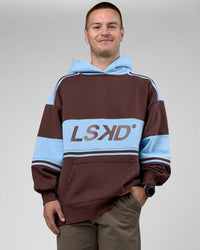 Man wearing A-Team Oversized Hoodie - Hot Chocolate-Open Air | Model:Arran | Size:M | Thumbnail Index: 5