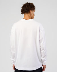 Man wearing AfterDark ZeroCrease Long Sleeve Tee - White | Model:Leandro | Size:M | Thumbnail Index: 5