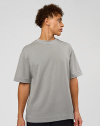 Man wearing AfterDark ZeroCrease Oversized Tee - Alloy | Model:Leandro | Size:M | Thumbnail Index: 1