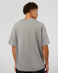 Man wearing AfterDark ZeroCrease Oversized Tee - Alloy | Model:Leandro | Size:M | Thumbnail Index: 5