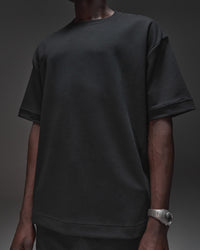 Man wearing AfterDark ZeroCrease Oversized Tee - Black | Model:Mabyro | Size:M | Thumbnail Index: 11