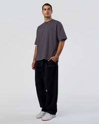 Man wearing AfterDark ZeroCrease Oversized Tee - Dark Storm | Model:Zoran | Size:M | Thumbnail Index: 2