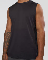 Man wearing AirTrack Muscle Tank - Black | Model:Daarian | Size:M | Thumbnail Index: 4