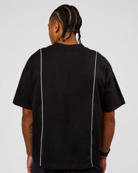 Man wearing Axis Heavyweight Oversized Boxed Tee - Black-White | Model:Malebo | Size:M | Thumbnail Index: 5