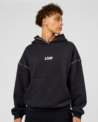 Man wearing Axis Oversized Hoodie - Caviar-White | Model:Leandro | Size:M | Thumbnail Index: 11