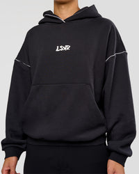 Man wearing Axis Oversized Hoodie - Caviar-White | Model:Leandro | Size:M | Thumbnail Index: 6