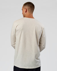 Man wearing Base FLXCotton Long Sleeve Tee in Silver Marl | Model:Albert | Size:M | Thumbnail Index: 1